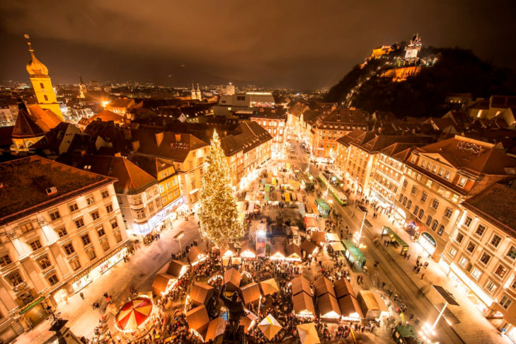Grazer Christmas market at the local mountain.