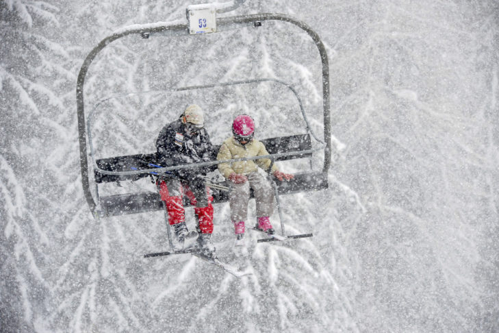 Heavy snowfall obstructs visibility and makes skiing and snowboarding extremely difficult