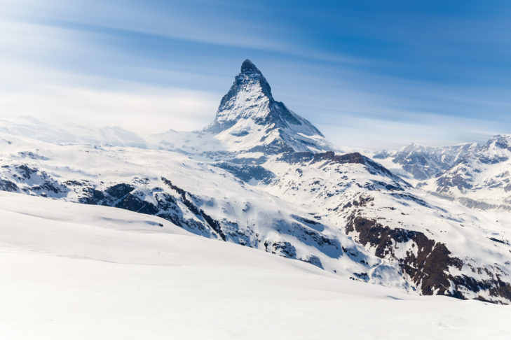 The highest ski resort in Italy and Switzerland is located on the Matterhorn near Zermatt.